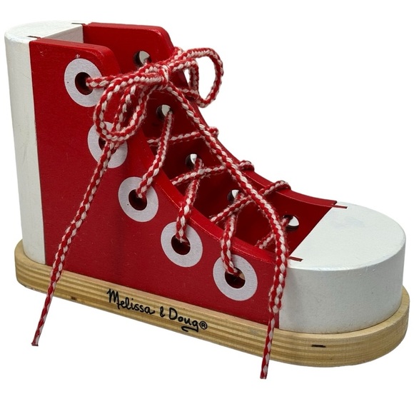 Melissa & Doug Wooden Shoe for Child to learn & practice lacing shoes 3yrs & Up - Picture 1 of 12